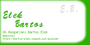 elek bartos business card